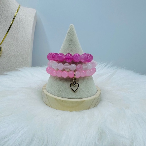 The Pinks Trio Hearty Beaded Bracelet - Picture 1 of 5